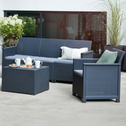 Keter Emma 5 Seater Graphite Rattan Wicker Sofa Set - Black - Wilko