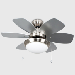 ValueLights Spitfire Brushed Chrome Reversible Ceiling Fan with Light 30 inch - Size: 38 x 76 x 76cm - Silver - Wilko - thumbnail 4