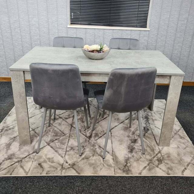 Kosy Koala 4 Seater Grey Stone Effect Velvet Dining Set - Wilko - image 1
