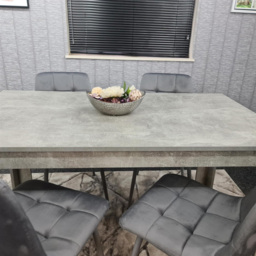 Kosy Koala 4 Seater Grey Stone Effect Velvet Dining Set - Wilko - thumbnail 6