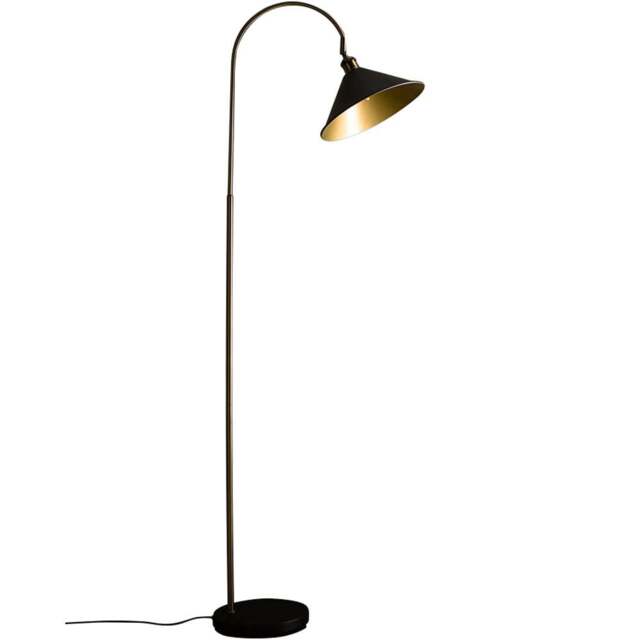 Kliving Derby Antique Brass Floor Lamp - Size: 165 x 30 x 45cm - Gold - Wilko - image 1