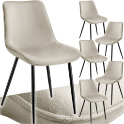 tectake Monroe Set of 6 Cream Velvet Padded Dining Chair - Wilko - thumbnail 3