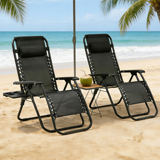Willowmare Black Zero Gravity Lounge Chair 2 Pack - Size: 92 x 19 x 68cm - Wilko - image 1