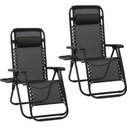 Willowmare Black Zero Gravity Lounge Chair 2 Pack - Size: 92 x 19 x 68cm - Wilko - thumbnail 3