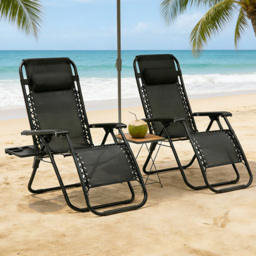 Willowmare Black Zero Gravity Lounge Chair 2 Pack - Size: 92 x 19 x 68cm - Wilko - thumbnail 1