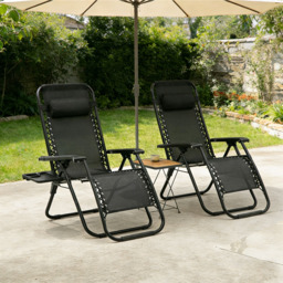 Willowmare Black Zero Gravity Lounge Chair 2 Pack - Size: 92 x 19 x 68cm - Wilko - thumbnail 4