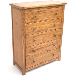 Cabinet Bits Trivento 5 Drawer Brown Brass Knob Chest of Drawers - Wilko - thumbnail 5