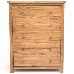 Cabinet Bits Trivento 5 Drawer Brown Brass Knob Chest of Drawers - Wilko - thumbnail 3