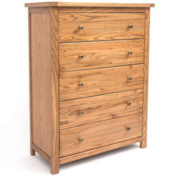 Cabinet Bits Trivento 5 Drawer Brown Brass Knob Chest of Drawers - Wilko - thumbnail 4
