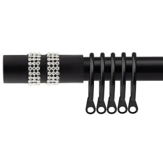 New Edge Blinds 160-300cm Extendable Black Sparkle Metal Curtain Pole - Size: 160 - 300cm - Wilko - image 1