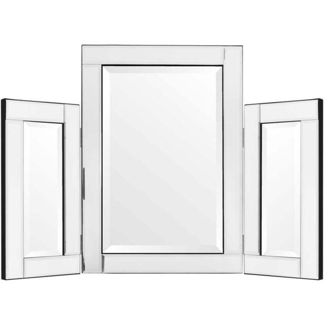 MirrorOutlet The Moreton Tri Fold Bevelled Dressing Table Mirror 76 x 54cm - Clear - Wilko - image 1
