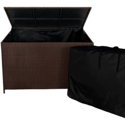 MonsterShop 9 Seater Brown Rattan Corner Lounge Set with Cushion Storage Box - Wilko - thumbnail 4