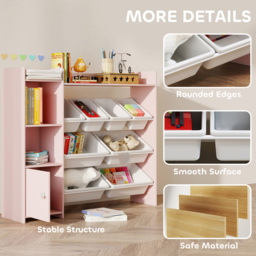 AIYAPLAY 8 Bins Pink Toy Storage Unit - Size: 100 x 30 x 112.5cm - Wilko - thumbnail 7