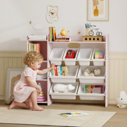 AIYAPLAY 8 Bins Pink Toy Storage Unit - Size: 100 x 30 x 112.5cm - Wilko - thumbnail 5