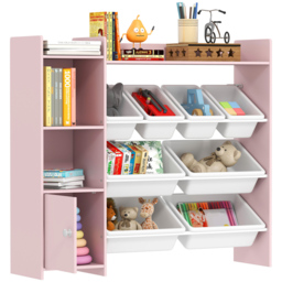AIYAPLAY 8 Bins Pink Toy Storage Unit - Size: 100 x 30 x 112.5cm - Wilko - thumbnail 3
