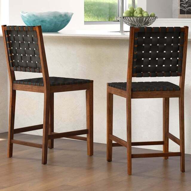 Costway Brown Woven Bar Stool Set of 2 - Multi - Wilko - image 1