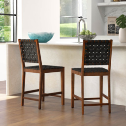 Costway Brown Woven Bar Stool Set of 2 - Multi - Wilko - thumbnail 4
