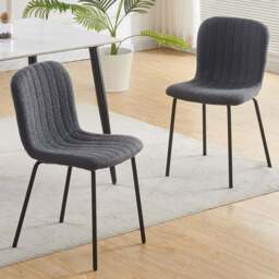 Bella Set of 2 Dark Grey Teddy Faux Fur Stitched Design Dining Chairs - MCC - Wilko - thumbnail 1