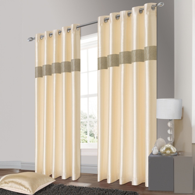 Intimates Belleza Cream Eyelet Curtains 117 x 137cm - Size: W 117 x D 137cm - Wilko - image 1