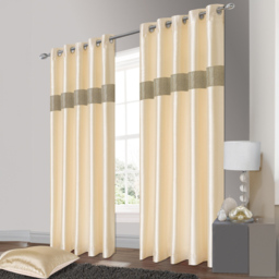 Intimates Belleza Cream Eyelet Curtains 117 x 137cm - Size: W 117 x D 137cm - Wilko