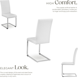 tectake Set of 6 White Cantilever High Backrest Dining Chair - Wilko - thumbnail 5