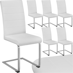 tectake Set of 6 White Cantilever High Backrest Dining Chair - Wilko - thumbnail 3