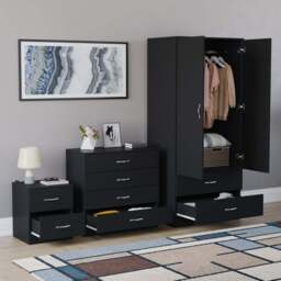 Vida Designs Riano Black 3 Piece Bedroom Furniture Set - Wilko - thumbnail 6