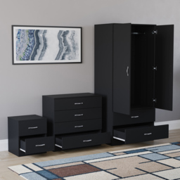 Vida Designs Riano Black 3 Piece Bedroom Furniture Set - Wilko - thumbnail 5