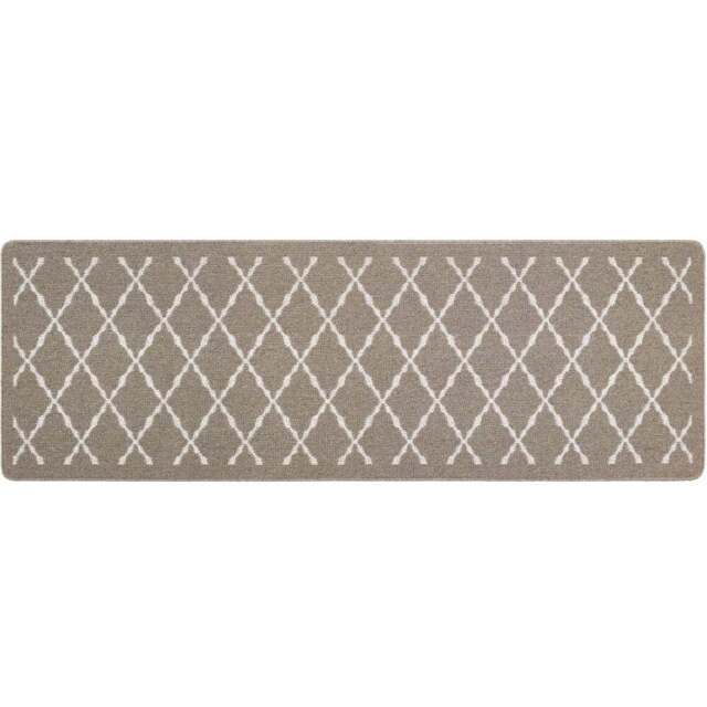 My Mat Arbor Stone Diamond Stain Resistant Runner 67 x 200cm - Size: 67 x 200 x 2cm - Brown - Wilko - image 1