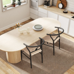 HOMCOM Set of 2 Black Weave Y-Shaped Back Dining Chair with Hemp Seat - Wilko - thumbnail 5