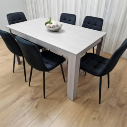 Portland Kosy Koala 6 Seater Modern Velvet Dining Set Grey and Black - Wilko - thumbnail 5
