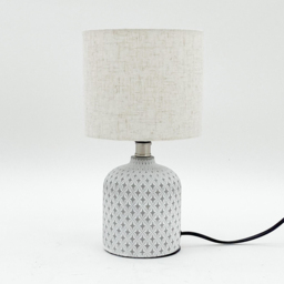 Acacia Home Art Deco 20cm Cream Grey Cement Diamond Pattern Table Lamp with Off White Empire Shade - Size: 20 x 10 x 10cm - Wilko - thumbnail 4