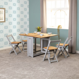Seconique Santos Butterfly 4 Seater Dining Set Slate Grey Distressed Waxed Pine - Wilko - thumbnail 7