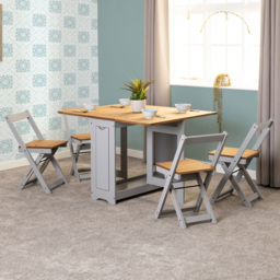 Seconique Santos Butterfly 4 Seater Dining Set Slate Grey Distressed Waxed Pine - Wilko