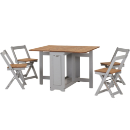 Seconique Santos Butterfly 4 Seater Dining Set Slate Grey Distressed Waxed Pine - Wilko - thumbnail 3
