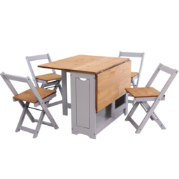 Seconique Santos Butterfly 4 Seater Dining Set Slate Grey Distressed Waxed Pine - Wilko - thumbnail 4