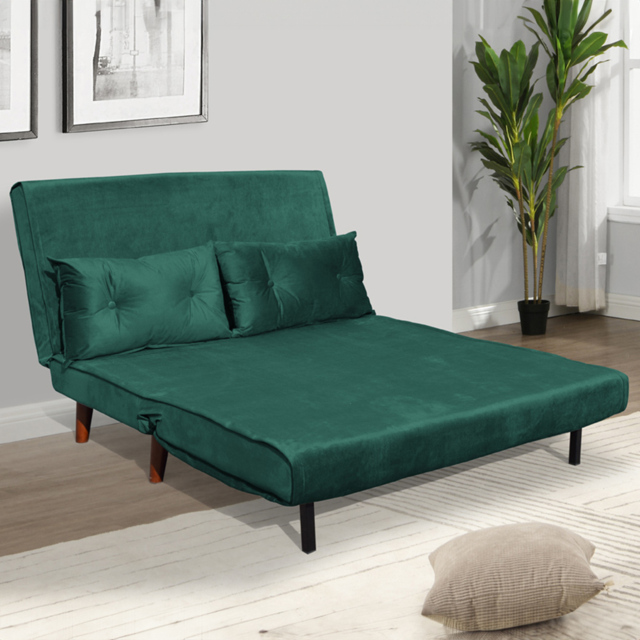 Portland Double Sleeper Green Velvet Sofa Bed - Size: 2 Seater - Wilko - image 1