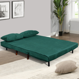 Portland Double Sleeper Green Velvet Sofa Bed - Size: 2 Seater - Wilko - thumbnail 4