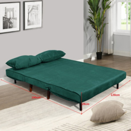 Portland Double Sleeper Green Velvet Sofa Bed - Size: 2 Seater - Wilko - thumbnail 5