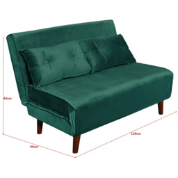 Portland Double Sleeper Green Velvet Sofa Bed - Size: 2 Seater - Wilko - thumbnail 6