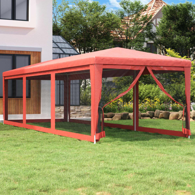 vidaXL 3 x 9m Red Foldable Party Tent with 8 Mesh Sidewalls - Wilko - image 1