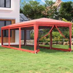 vidaXL 3 x 9m Red Foldable Party Tent with 8 Mesh Sidewalls - Wilko - thumbnail 1