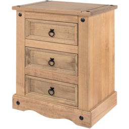 Core Products Corona 3 Drawer Antique Pine Bedside Cabinet - Brown - Wilko - thumbnail 5