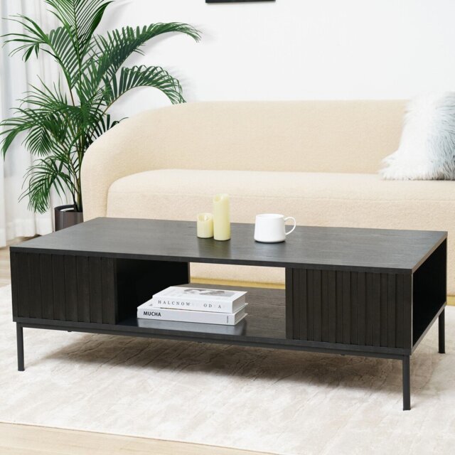 Huxley Single Shelf Black Coffee Table - Wilko - image 1