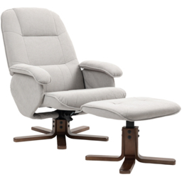 Portland Light Grey Swivel Recliner Chair with Footstool - Size: Single - Wilko - thumbnail 3