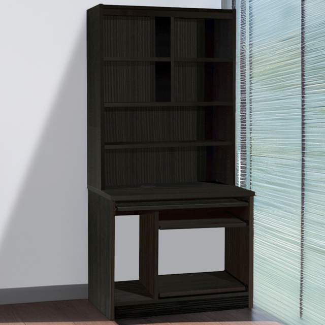 R White Cabinets 6 Shelf Computer Desk with Hutch Black - Size: 182.8 x 85 x 54cm - Wilko - image 1