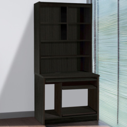 R White Cabinets 6 Shelf Computer Desk with Hutch Black - Size: 182.8 x 85 x 54cm - Wilko