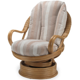 Desser Furniture Opera Light Oak Natural Rattan Duke Beige Stripe Swivel Rocking Chair - Size: Single - Brown - Wilko - thumbnail 3
