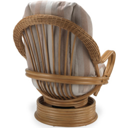 Desser Furniture Opera Light Oak Natural Rattan Duke Beige Stripe Swivel Rocking Chair - Size: Single - Brown - Wilko - thumbnail 4