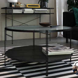 Dorel Wainwright Black Oak Round Coffee Table - Size: 44 x 79 x 79cm - Wilko - thumbnail 1